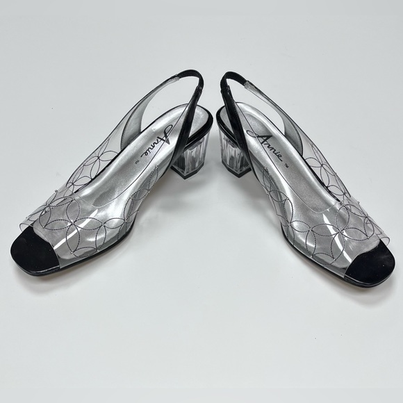 Annie Women’s Black Clear Block Dreas Heels - Picture 2 of 9